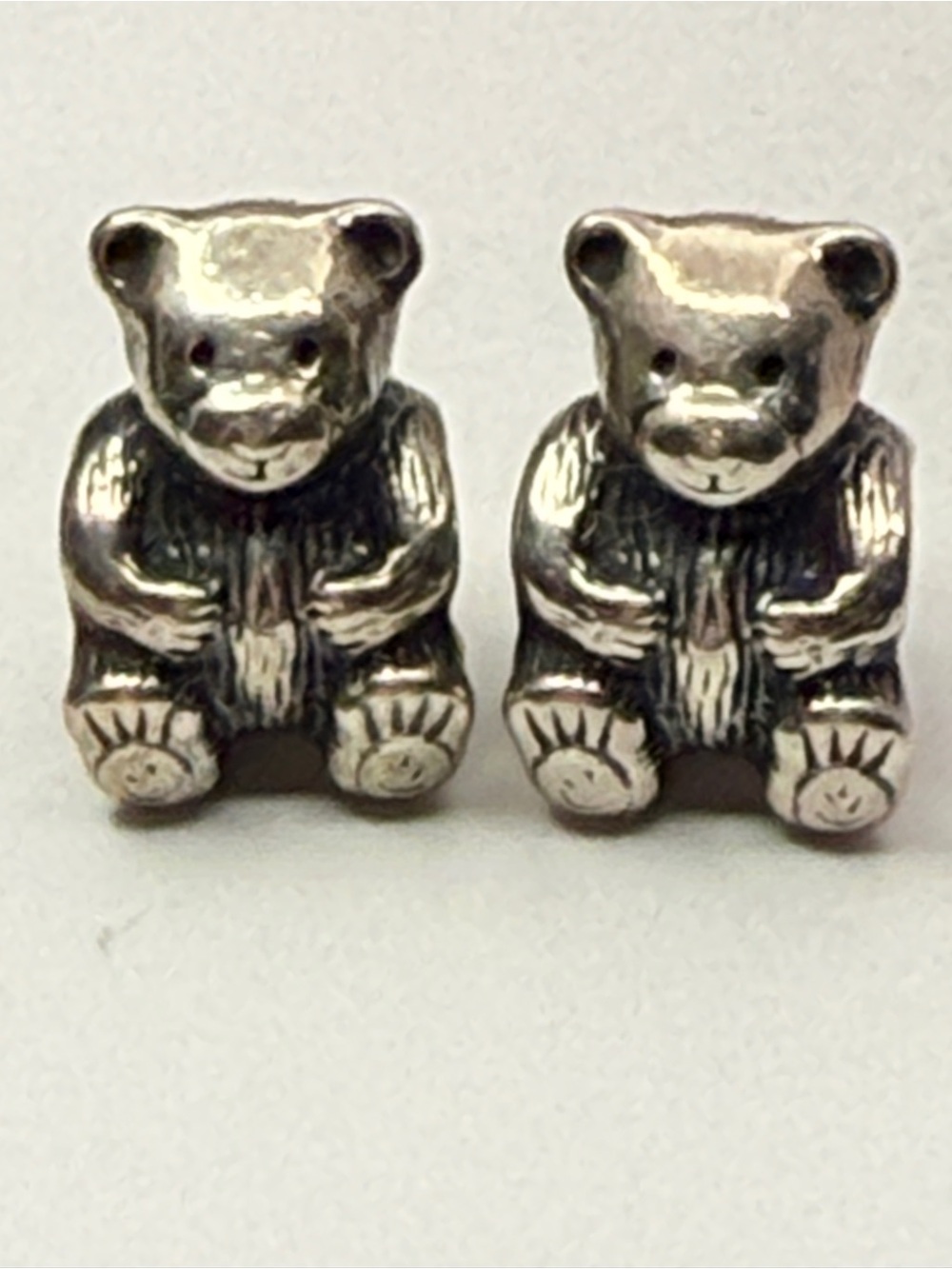 Retired Pandora Teddy Bear Charm Pair – Sterling Silver Bear Beads
